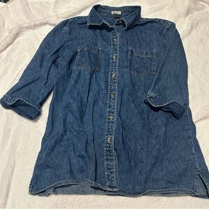 Cherokee Denim 3/4 Sleeve Chore Jacket Button up Shirt Y2K 90s